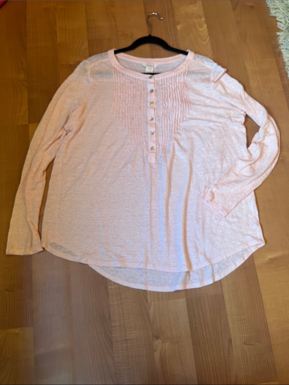 Sundance Light Pink Long-Sleeve Pintuck Henley